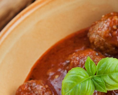 Italian cooking - meat balls with basil